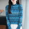 Camiseta Básica Jacquard de Cuello Medio y Manga Larga para Mujer 2025 Otoño e Invierno Nueva Ajustada Estilo Interior Top Moda Ropa para Mujer