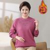 Blusas de Lã Veludo Quente de Inverno para Mulheres de Meia-Idade e Idosas, para Mães, Bordadas com Diamantes, Tamanho Grande Plus Size Tricôs para Mulheres