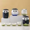 Conjunto de chá de viagem criativo de panda, copo expresso portátil, kit de armazenamento de uma panela e três copos para acampamento, presente corporativo, xícara de chá