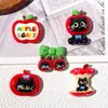 Maçã Vermelha Brilhante Simulada Gato Preto Criativo DIY Cola de Creme Grampo de Cabelo Capa de Celular Caixa de Armazenamento Flor de Sapato Adesivo para Copo de Água