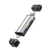 Leitor de cartão TF multifuncional USB 3.0 tipo-C de metal feito sob medida para laptops e telefones celulares, leitor de cartão SD