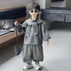 Conjunto de Sudadera para Niños Primavera y Otoño 2026 Nuevo Estilo Coreano Conjunto Deportivo Elegante de Dos Piezas para Niños Ropa de Moda para Bebés