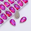 Cristal de Vidrio Ab Color Gota de Agua K9 de Alta Calidad Fondo Plano Doble Agujero Pedrería Cosida a Mano Accesorios para Joyería DIY, Accesorios para Bolsos y Ropa