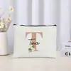 Bolsa de Maquiagem Floral Carta Casamento Presente para Madrinha Organizador de Cosméticos de Viagem Bolsa Lateral Estojo para Lápis Feminino Carteira