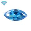 Huagang gema único buraco olho de cavalo mar azul zircão CZ gema nua pedra anel superfície folha forma com buraco mar azul zircônio brincos