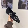 Zapatos Planos con Puntera Cuadrada y Pedrería, Elevación Interna, Zapatos para Mujer 2025 Otoño e Invierno, Zapatos Grises con Forro de Felpa, Mary Jane, Zapatos de Noche