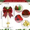 Em Estoque Atacado 6 Laços de Pinha de Natal Veludo Vermelho Xadrez Preto e Vermelho Decorações de Natal Transfronteiriço