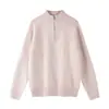 Yidao Roupas Vintage 2026 Outono Novo Suéter com Meio Zíper e Gola Alta Masculino Retrô Simples Cor Sólida Ombro Caído Tricô