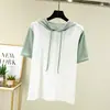 Sudadera de Manga Corta de Seda de Hielo para Verano Camiseta de Media Manga para Estudiantes Femeninas Estilo Coreano Casual Holgada Versátil Prenda Exterior