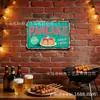 Artesanía metálica creativa placa metálica temática de pizza y papas fritas placa de hojalata decorativa personalizada pintura de hierro