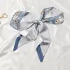 Bufanda de Seda Retro Francesa Primavera y Otoño para Mujer Lazo Largo para Bolso Cinta Flor de Lazo Estilo Extranjero Moda Diadema Larga Pequeña