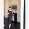 Especialmente Hermoso, Ceñidor de Cintura, Sexy, Estilo Puro Deseo, Vestido Bodycon Ajustado con Acabado de Lujo, Vestido Tubo de Punto Rayado en Bloques de Color