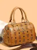 Bolsos de Mujer Transfronterizos 2025 Nuevo Bolso de Mano Boston Estampado Vintage Bolsos Cruzados Bolso de Hombro Versátil Bolso Almohada