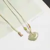 Colgante de Buda Guanyin con Cerradura de Nube de Jade Hetiano Natural, Colgante de Jade con Frijol de las Cuatro Estaciones de Jade Hetiano Estilo Tradicional, Colgante de Jade