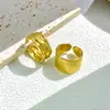 Anillo de Acero Inoxidable Geométrico Abierto con Forma de Corazón Dorado Estilo Ins Europeo y Americano Diseño Retro Joyería para Mujer