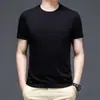 2023 Verano nueva camiseta de algodón de color sólido delgada para hombre de manga corta camiseta de color sólido de media manga para hombre coreana camiseta básica