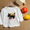 Camiseta 100% algodão para crianças, design de desenho animado, camada base para primavera e outono, nova blusa de bebê, manga longa estampada para meninas, estilosa