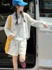 Conjunto de Verano para Niñas: Elegante Conjunto de Dos Piezas de Camiseta y Shorts Estilo Coreano con Protección Solar para Niños Mayores, Ropa Infantil Holgada y Ligera