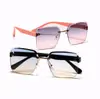 Lentes Xunge sin montura cuadrados retro Gafas de sol para hombre con adornos de diamantes de montura grande Moda coreana Gafas de sol de calle de moda para mujer