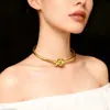 Collar de Nudo Abierto Transfronterizo Nuevo Europeo y Americano Moda Personalidad Versátil Exagerado Primavera para Mujer Gargantilla Envuelta Nudada para Mujer
