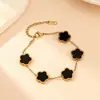 Set de collar de trébol de cinco hojas, collar de acero inoxidable de titanio, pulsera, pendientes, juego de joyería chapado en oro de 18 quilates