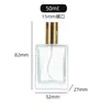 Em Estoque 30-100ml Tampa de Rosca Transparente Quadrada Plana Garrafa de Perfume, Frasco Borrifador Contínuo, Frasco Dispenser Tipo Pressão, Sensação de Alto Padrão