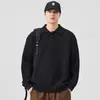 Malha de Base Masculina Outono Inverno 2026 Nova, Grossa e Quente, Gola Lapela Simples, Corte Solto