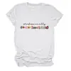 Camiseta feminina redonda de manga curta, estilosa e divertida, para Amazon, Wish e lojas independentes