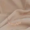 Cadena para Clavícula Elegante con Baño de Oro Real y Circonita Microincrustada para Mujer, Diseño de Nicho, Collar con Forma de Pétalo, Cadena de Collar Estilo Ins, Joyería