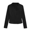 Chaqueta Cardigan Ajustada a la Cintura con Cuello Alto Estilo Motociclista Europeo y Americano Chaqueta de Ante con Cremallera Diagonal Mangas Largas Top Fino de una Sola Pieza