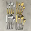 Conjunto de Talheres de Aço Inoxidável com Cabo de Cerâmica Martelado - Jogo de Várias Peças para Mesa, Luxo Leve, Uso Doméstico e em Hotéis - Fabricante Atacado em Estoque