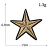 Sello de Bordado por Computadora Estrella de Cinco Puntas Transfronterizo de Comercio Exterior Parche de Tela Bordado con Hilo Dorado y Plateado Parche Decorativo para Ropa Chaqueta Insignia