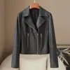 Una pequeña selección de chaquetas de cuero genuino estilo coreano nuevas de otoño para mujer 2026, abrigos versátiles de piel de oveja para personas petite y para el trabajo