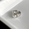Anillo de plata de ley s925 con textura irregular e incrustaciones de diamantes verdes para mujer, estilo ins, para estudiante, resistente, grueso, abierto en todo el dedo