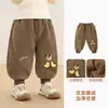 Calça Infantil Kaka Panda com Forro de Fleece para Meninos Calça de Moletom de Inverno para Bebê Roupas de Inverno para Meninas Calça Longa de Outono/Inverno Calça Infantil para Bebês