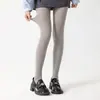 Leggings adelgazantes 180D de Seda Brillante Crystal Primavera y Otoño de Grosor Medio No Transparentes con Rayas Verticales Hilos Plateados Brillantes