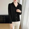 Jaqueta cardigan feminina, quente, algodão puro, cinza, adequada para usar por cima, com gola semi-alta dobrável, espessada para outono e inverno, pode ser usada em cross-border, fina