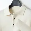 Suéter de lã pura outono e inverno 2026 masculino gola polo camisa base de tricô cor sólida pulôver lapela solta suéter tamanho grande