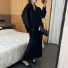 Conjunto de Cardigan Tricotado de Comprimento Médio Estilo Coreano para Mulheres, Novo Estilo Outono e Inverno, Top Suave e Elegante, Vestido Suéter, Conjunto de Duas Peças Transfronteiriço