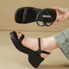 Sandalias de tacón alto sin cordones para mujer, estilo de hada, sandalias romanas de alta gama, nuevas sandalias de cuña con plataforma gruesa para verano 2026 para mujer