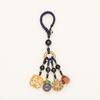 Cadena para llaves de coche de latón con esmalte de color vintage, completamente nueva, colgante de sandalia, color dorado, cobre, año de la vida, colgante pequeño para bolso de pareja