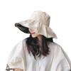Nuevo Sombrero para Mujer con Ala Ancha, Sombrero de Sol de Vinilo, Elegante Sombrero Tipo Cubeta Adelgazante, Popular Sombrero de Protección Solar para Circunferencia de Cabeza Grande para Mujeres
