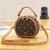 Bolsas para Mulheres 2025 Nova Popular Bolsa Transversal de Ombro Único Versátil Estampada Pu Bolsa Redonda Feminina de Mão de Alta Qualidade Atacado