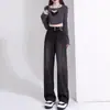 Jeans Azul Vintage de Perna Larga para Mulheres, Tendência Outono/Inverno 2025 Versátil Novo Estilo, Calça Reta com Forro de Lã Emagrecedora para Figura em Pera