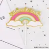 Paquete de 10 bolas de pelo para decorar tartas de cumpleaños, nubes, luna roja enchufable, nubes blancas, adornos de arcoíris para tartas, banderas.