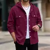 Chamarra con capucha de punto gofre para hombre, nueva de otoño, transfronteriza, color liso casual, top de doble bolsillo abierto al frente, venta al por mayor