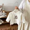 2026 Conjunto de Duas Peças para Bebê Primavera e Outono Nova Cor Blocada Gola Lapela Shorts Jeans Roupa Externa Bonita Estilo Versátil