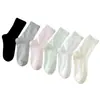 Calcetines Estilo Ballet para Mujer, Verano Delgados de Media Caña de Malla Transpirables Calcetines Holgados Jk, Calcetines Dulces de Color Crema para Niña