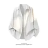Nova Camisa Masculina Plus Size Outono/Inverno Cor Sólida Modelagem Solta Manga Longa com Efeito Drapeado, Cardigã Camisa Casual Fashion