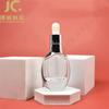 Botella plana de abanico de mar de 30 ml de alta calidad, botella de leche con esencia, gotero, aceite esencial, botella de vidrio, cosméticos, subembotellado